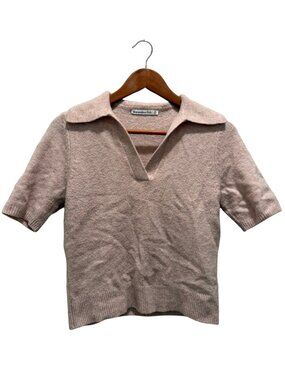 Abercrombie & Fitch Baby Pink Cropped V-neck Knit Sweater Short Sleeve Top
